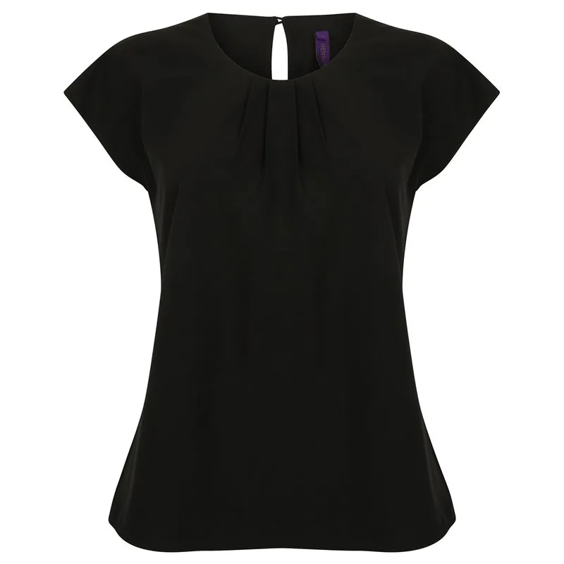 Womens Pleat Front Short Sleeve Blouse Womens Pleat Front Short Sleeve Blouse