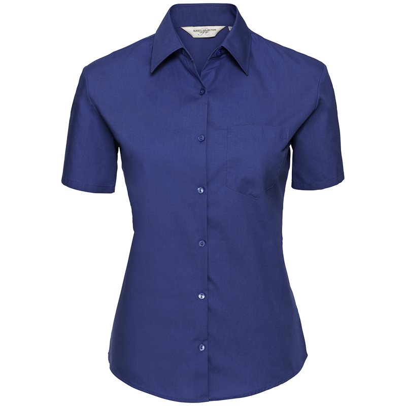 Womens Short Sleeve Pure Cotton Easycare Poplin Shirt