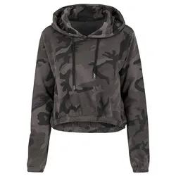 Womens Camo Cropped Hoodie