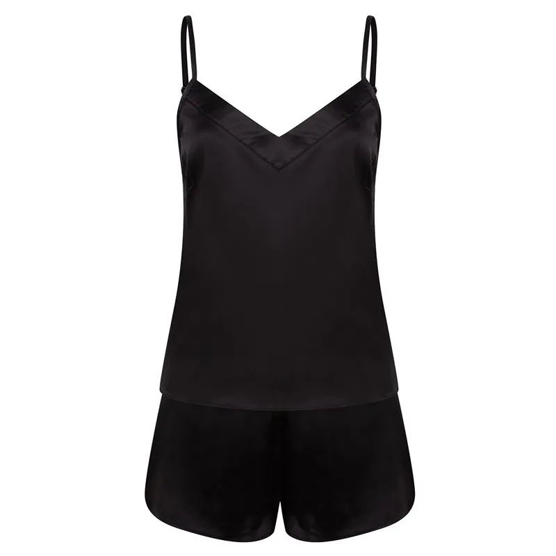 Womens Satin Cami Short Pyjamas Womens Satin Cami Short Pyjamas