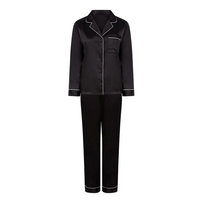 Womens Satin Long Pyjamas Womens Satin Long Pyjamas