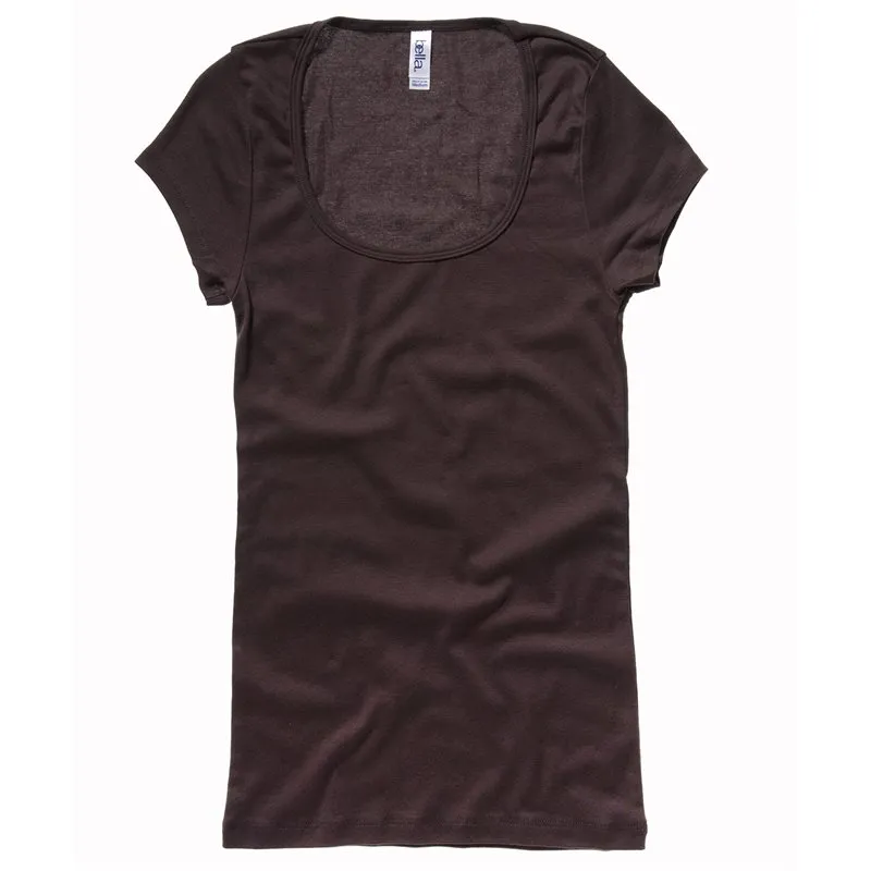 Sheer Mini Rib Scoop Neck Tshirt