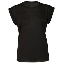 Womens Flowy Muscle Tee With Rolled Cuff