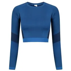 Womens Seamless Panelled Long Sleeve Crop Top