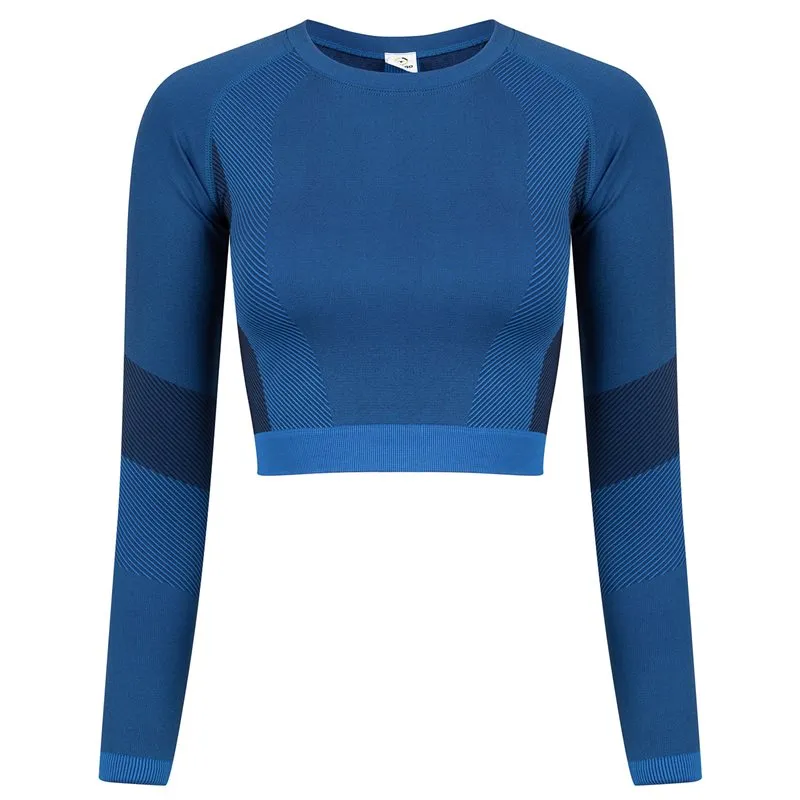 Womens Seamless Panelled Long Sleeve Crop Top Womens Seamless Panelled Long Sleeve Crop Top