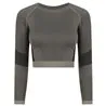 Womens Seamless Panelled Long Sleeve Crop Top