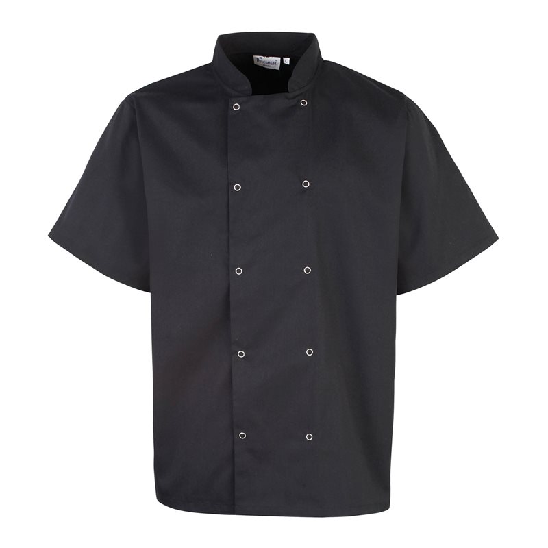Studded Front Short Sleeve Chefs Jacket