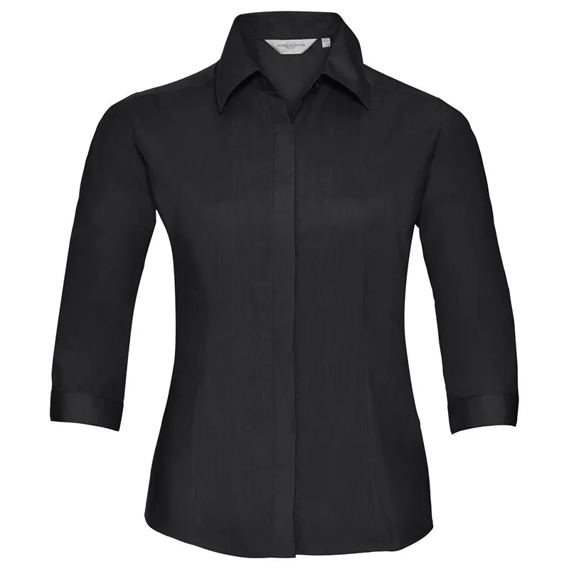 Womens Sleeve Polycotton Easycare Fitted Poplin Shirt Womens Sleeve Polycotton Easycare Fitted Poplin Shirt