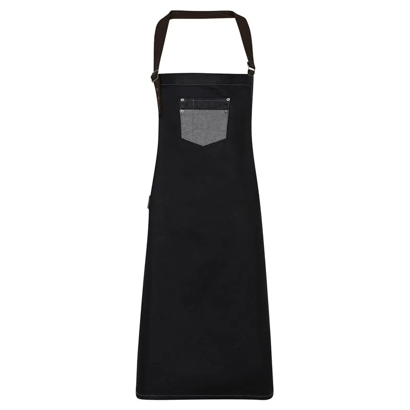 Division Waxedlook Denim Bib Apron With Faux Leather Division Waxedlook Denim Bib Apron With Faux Leather