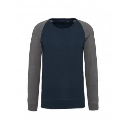 Men'S Two-Tone Organic Crew Neck Raglan Sleeve Sweatshirt