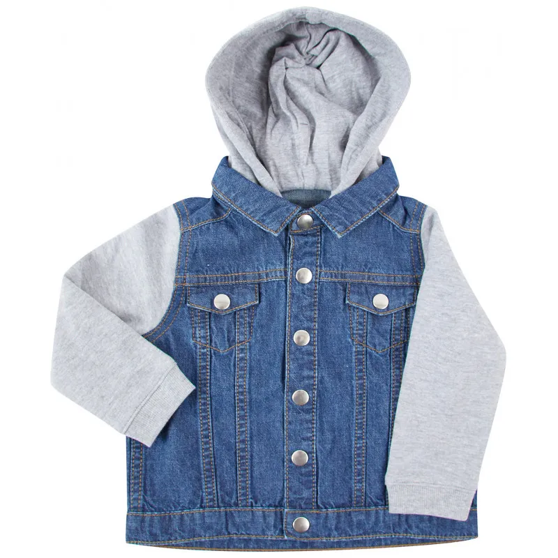 Denim Jacket With Fleece Hood And Sleeves Denim Jacket With Fleece Hood And Sleeves