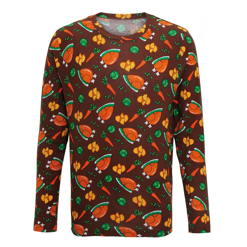 Long Sleeve Tee With Christmas Dinner Print